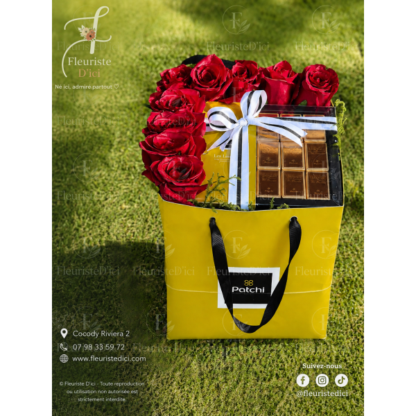 Box Lingot de Roses & Chocolats Dorés