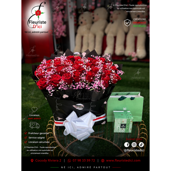 Bouquet Délicatesse Premium – Roses & Douceurs