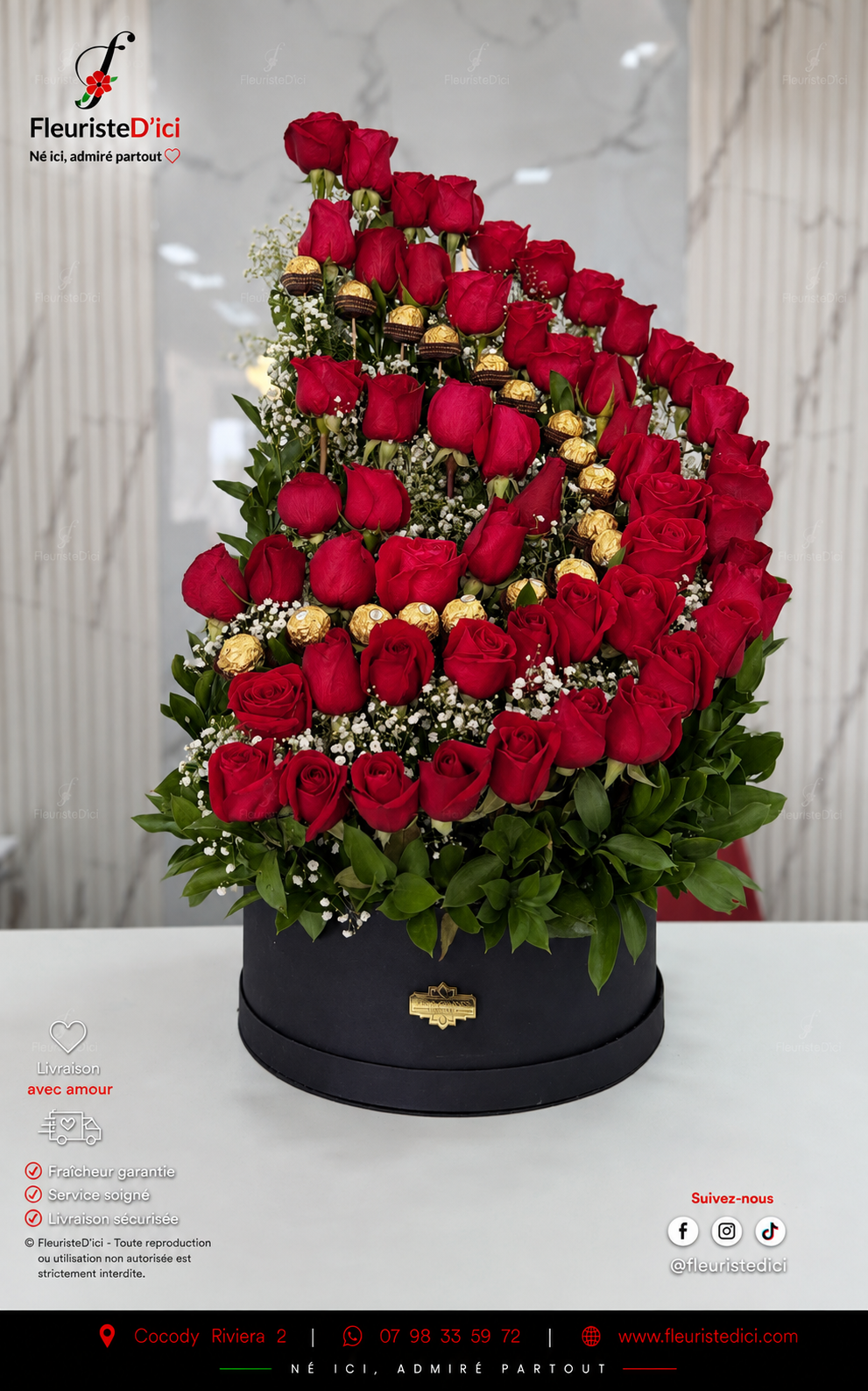 Bouquet Vertigineuse – Grand Volume de Roses