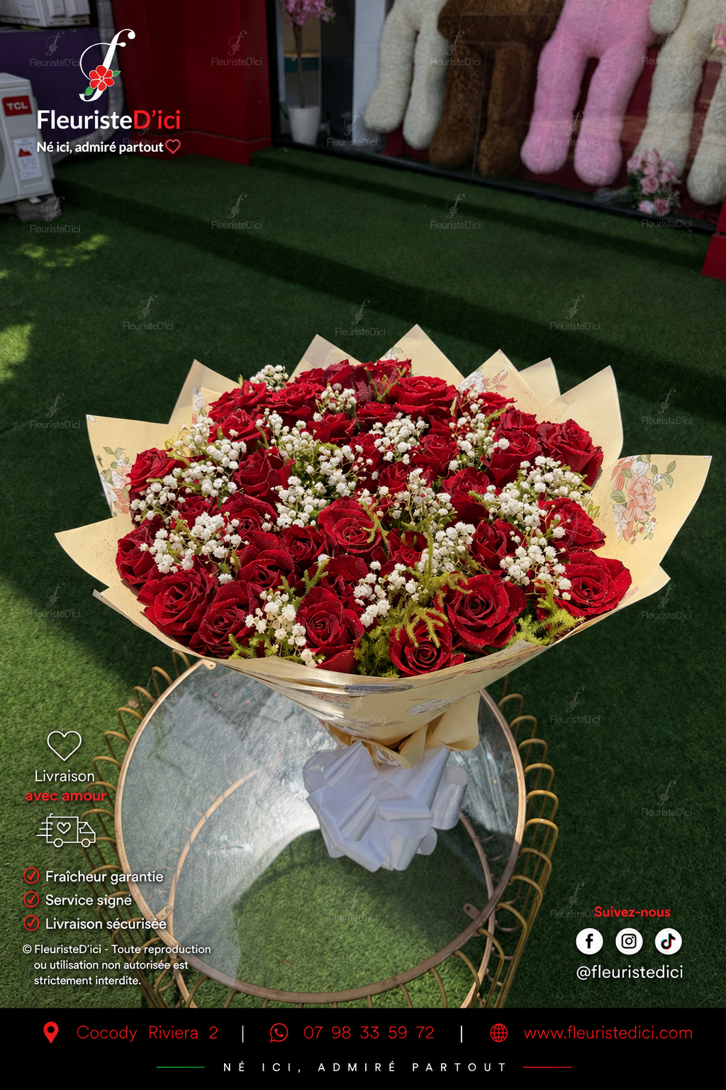 Bouquet Intense – 30 Roses Naturelles