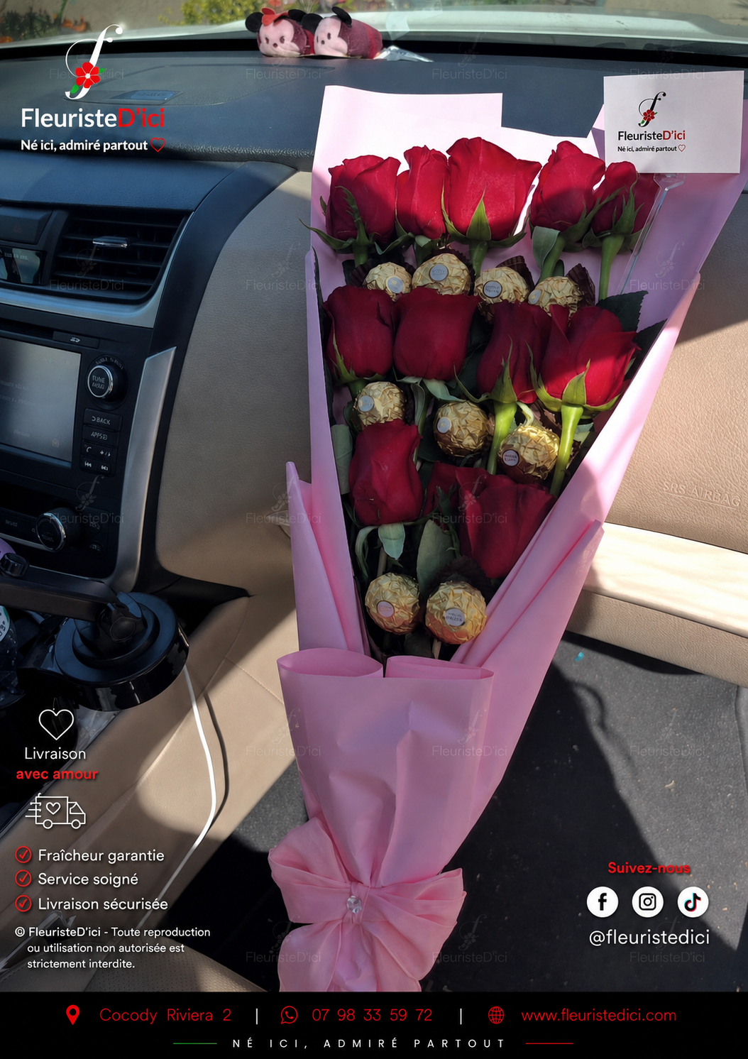 Bouquet Pour Elle – Roses Fraîches & Tendres