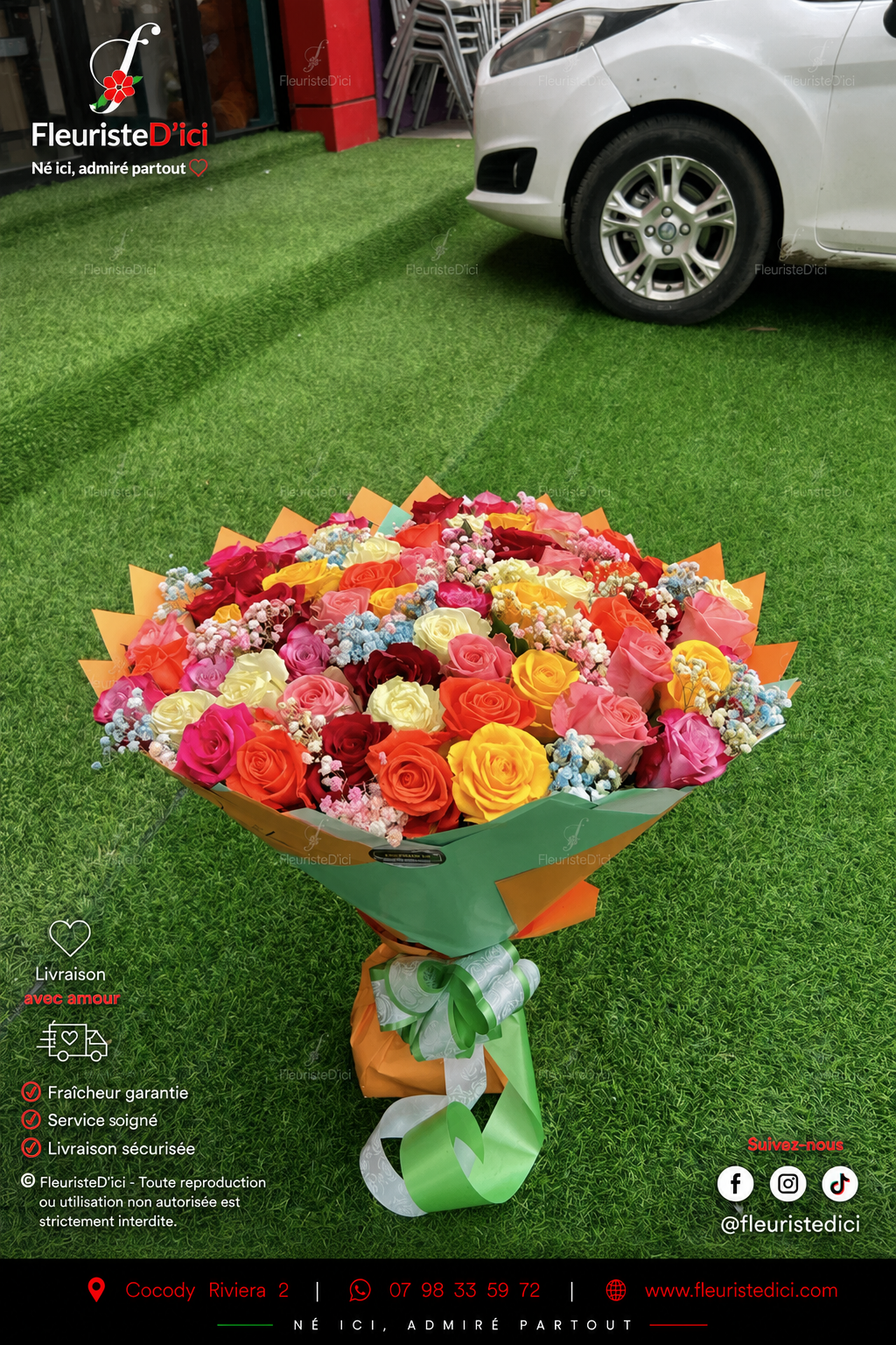 Bouquet Multicolore Mille Couleurs – Roses Vives