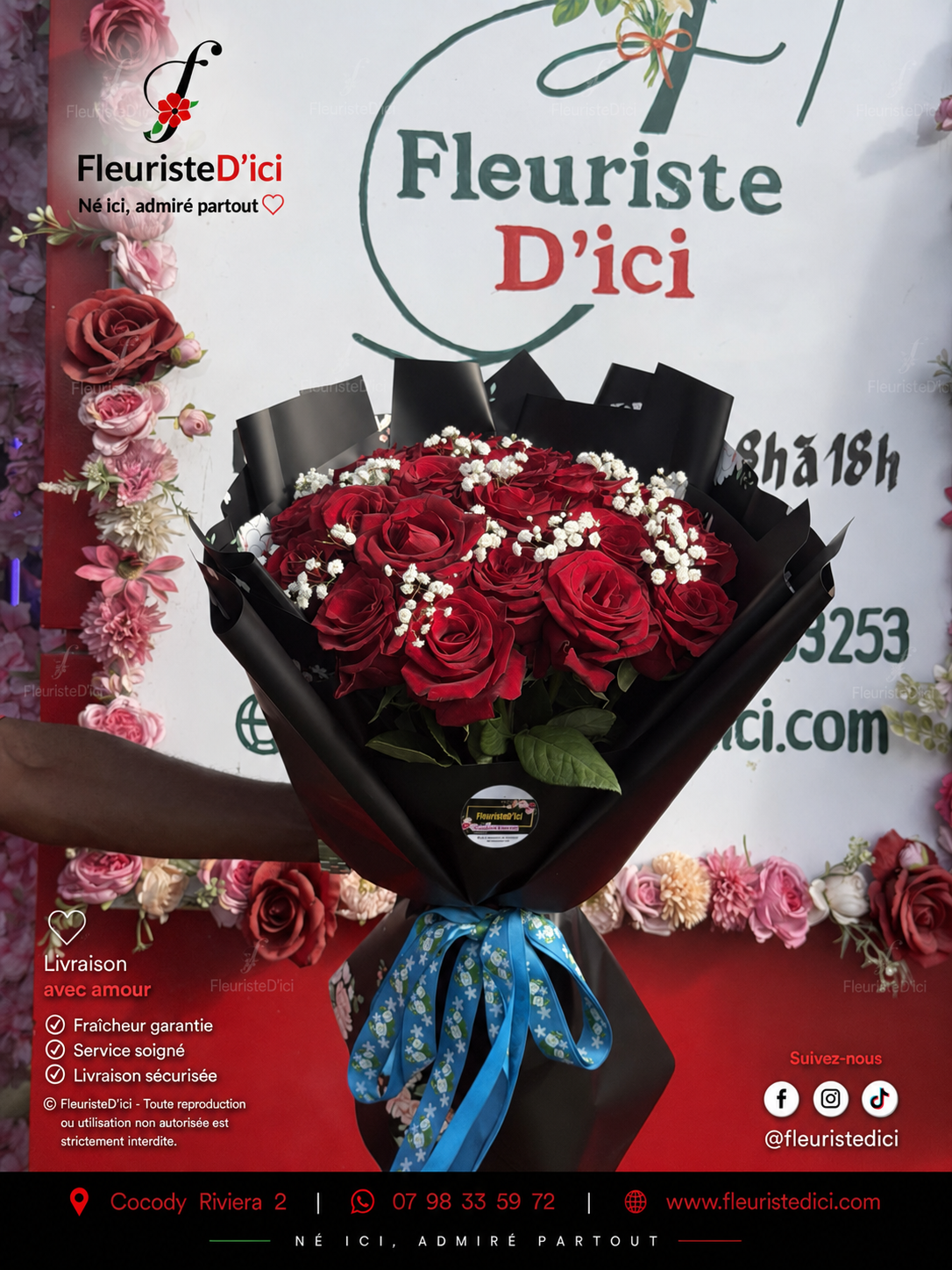 Bouquet Passion Code Rouge – Roses Veloutées