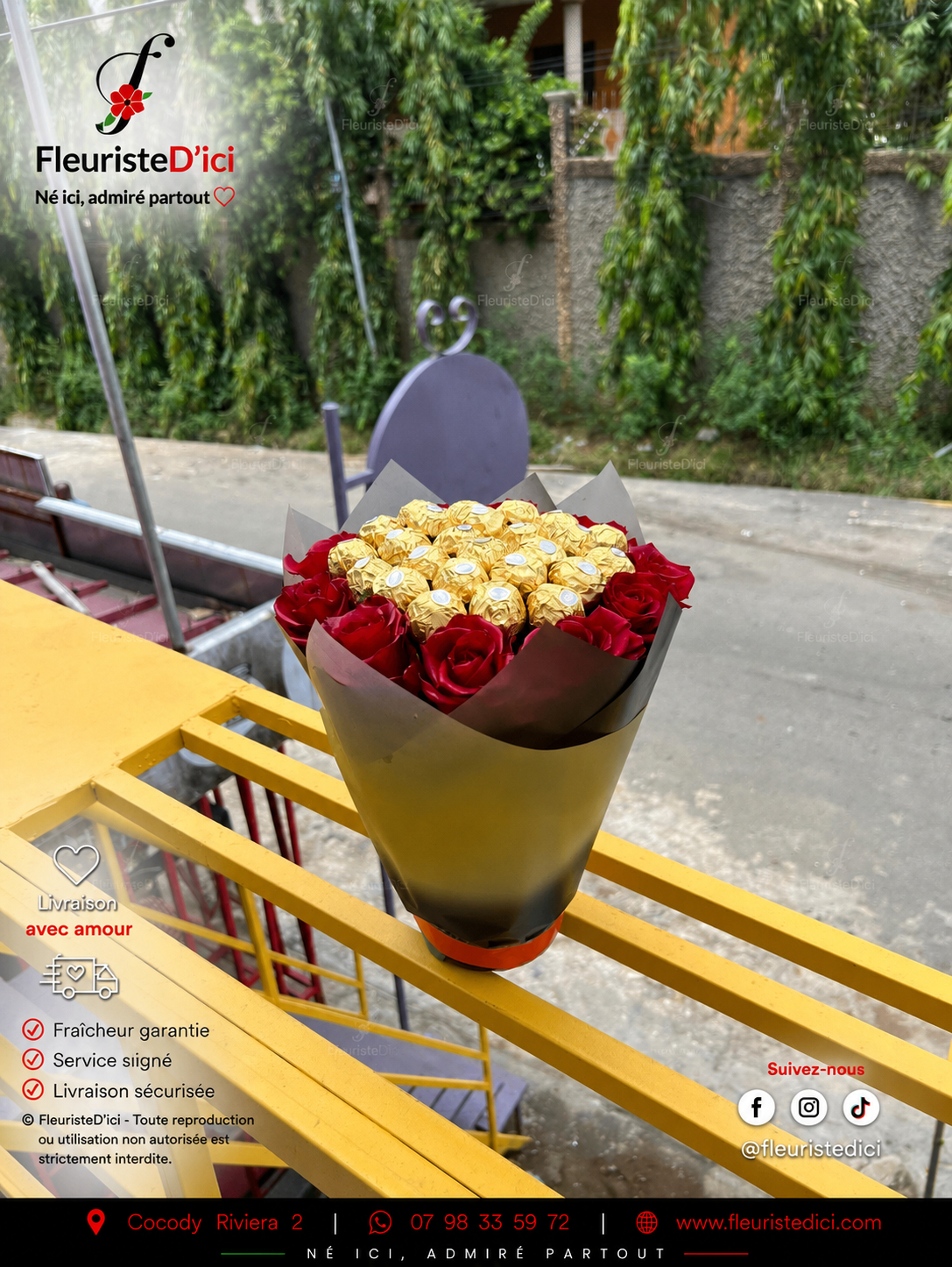 Bouquet Éclat – 10 Roses & 25 Chocolats Ferrero