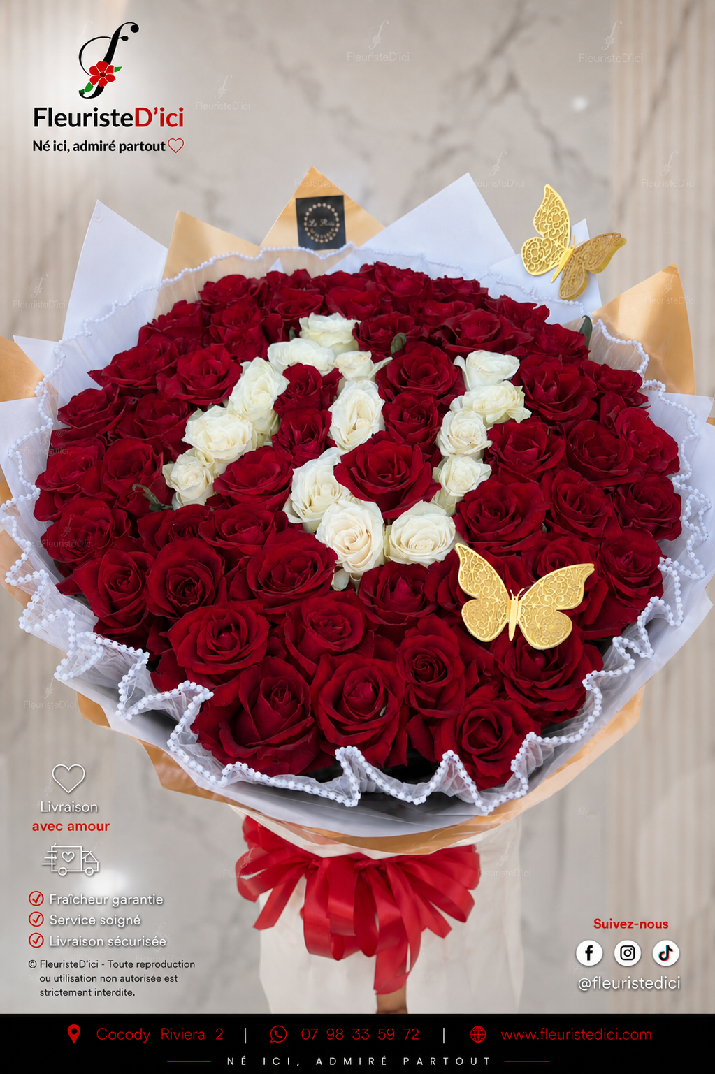 Bouquet Avalanche – Cascade de Roses Blanches