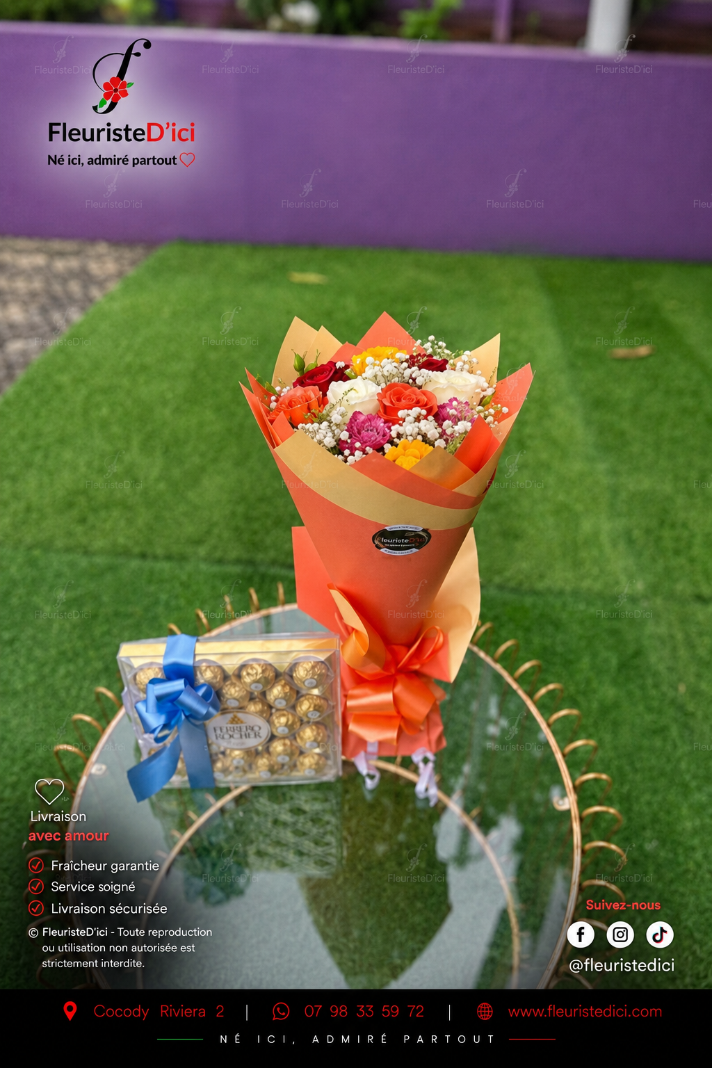 Bouquet Saveur Florale – Roses & Assortiment Chocolaté
