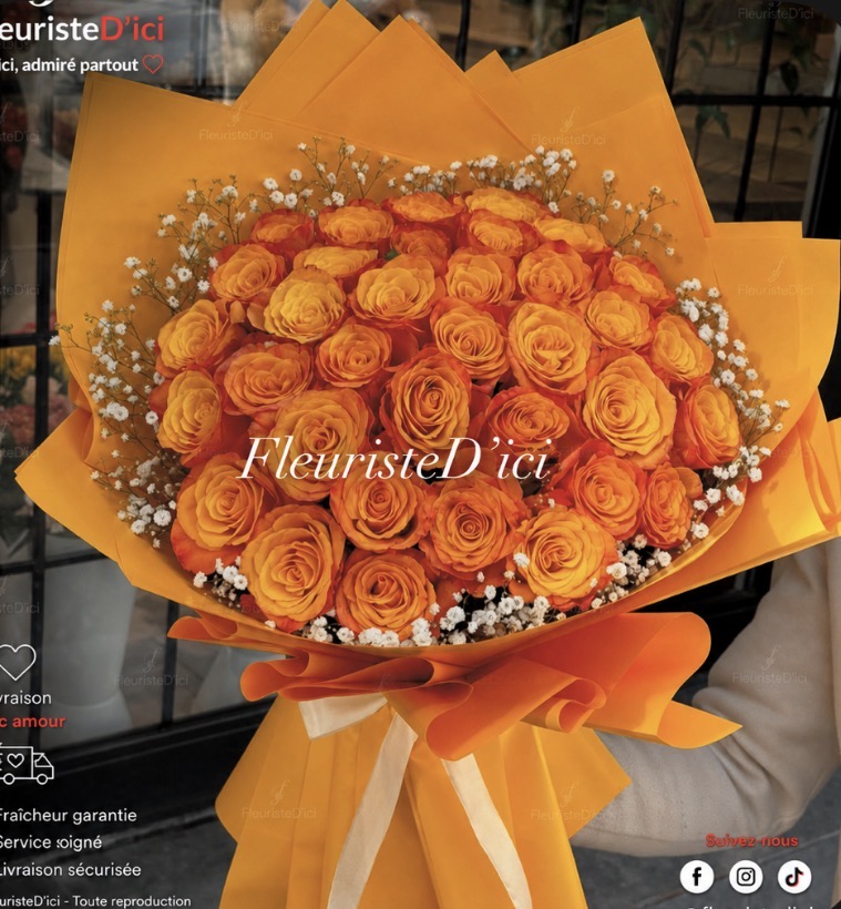 Bouquet Flambelle – Roses aux Teintes Ardentes